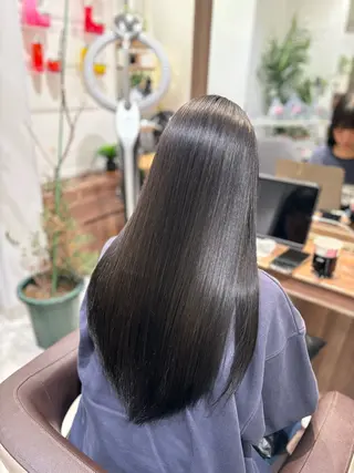 ロング カラー ツヤ髪縮毛矯正💫/ ハイトーン/あゆみのヘアスタイル