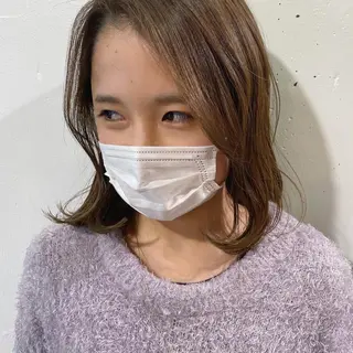 ミディアム カラー ブリーチなしで透け感 暖色カラーボブaoiのヘアスタイル