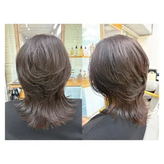 ミディアム レイヤーカット・ 縮毛矯正 星野のヘアスタイル