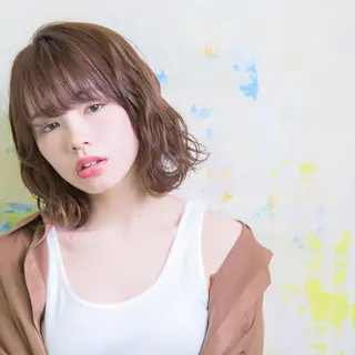 ミディアム カラー パーマ 齋藤 咲のヘアスタイル