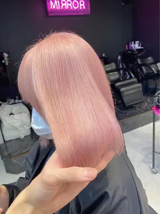 ミディアム カラー ヘアアレンジ 🌷FUKA🌷 まろやかハイトーンのヘアスタイル