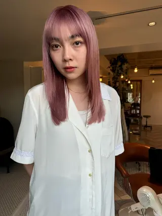 カラー ブリーチカラー🎀 韓国風/寺門美優のヘアスタイル