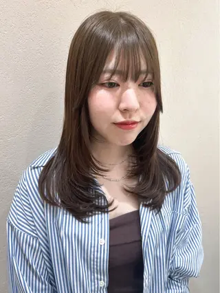 ミディアム カラー レイヤーカット☆顔ま わりカット＊田村りおのヘアスタイル