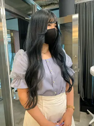 セミロング カラー 透明感/オリーブ/ グレージュ/YUKAのヘアスタイル