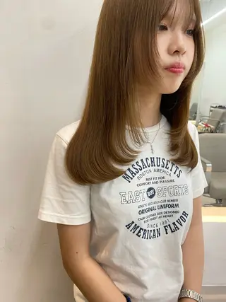 セミロング nok所属・レイヤー/ベージュ/ どますず🌺のヘアスタイル