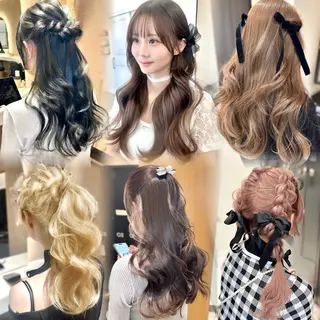 ロング ヘアアレンジ 顔周りcut/ 艶ワンカラー♥ちさきのヘアスタイル