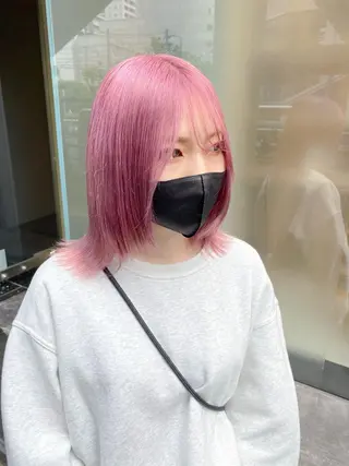 ミディアム カラー laff 新宿所属・ボブ/ケアパーマ/ レイヤー/縮毛矯正のヘアスタイル