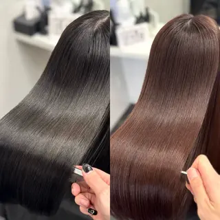 ロング パーマ ブリーチなし Ⅰ 髪質改善カラーのヘアスタイル