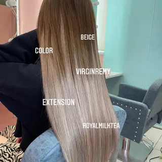 ロング カラー エクステ🩵ブリーチ 韓国ヘア🩵KAEのヘアスタイル