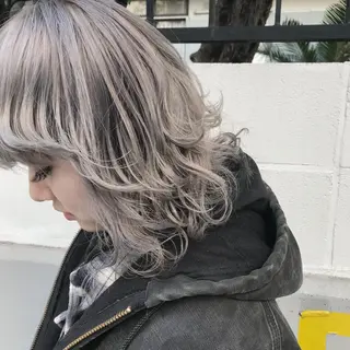 ミディアム カラー レイヤーウルフ エクステ磯部のヘアスタイル