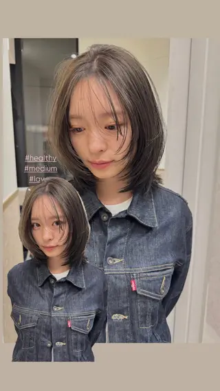 ミディアム 捺葵 @72tomi__のヘアスタイル