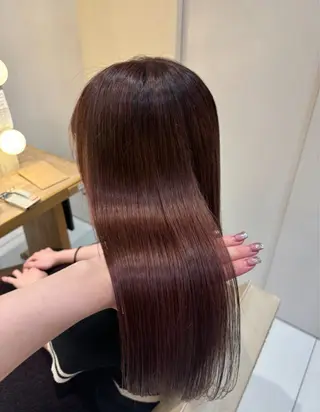 ロング カラー ブリーチなしカラー/ 暖色カラー/艶カラーのヘアスタイル