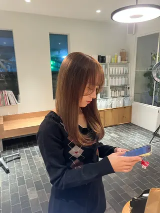 ロング カラー ワタナベ モカ🦢ダブルカラーのヘアスタイル