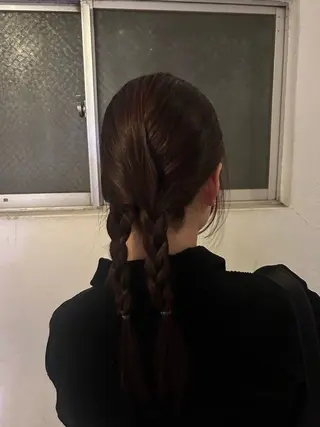 セミロング カラー 愛結 暖色カラー🎀🩰のヘアスタイル