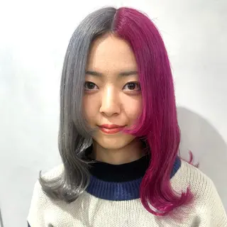 ミディアム カラー デザインカラー/パー マ🦖外岡咲希🦖のヘアスタイル