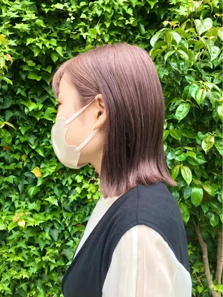 ミディアム カラー ハイトーン/ブリーチ 似合せカット/パーマのヘアスタイル