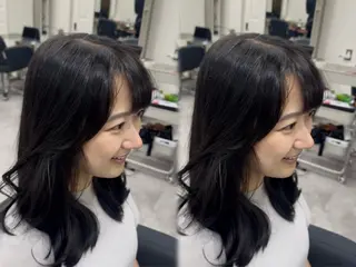 セミロング 猿渡 /🍃乾燥ケア × ✨透明感カラーのヘアスタイル