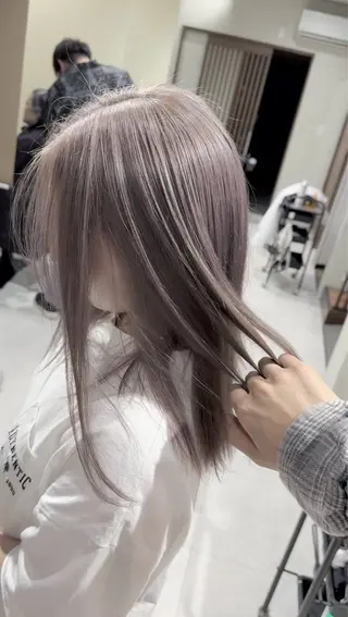 セミロング カラー ANNDER所属・遠藤惟斗/自由が丘/ 透明感カラー/パーマのヘアスタイル