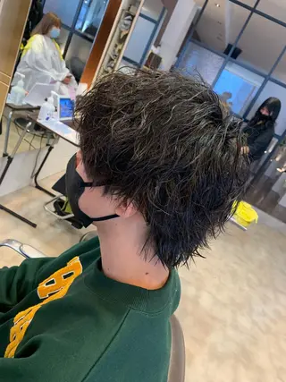 ミディアム メンズ メンズパーマ/難波/ 心斎橋　室園亮佑のヘアスタイル