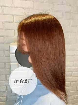 ミディアム パーマ 髪質改善/縮毛矯正 艶カラー/珠聡のヘアスタイル