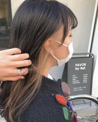 セミロング 暖色カラー🍊 ボブ🌿顔周りcutのヘアスタイル