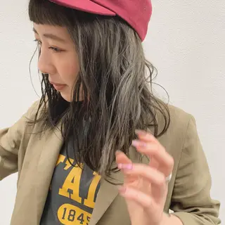 ミディアム カラー パーマ/透明感カラー /ボブ/吉田一生のヘアスタイル