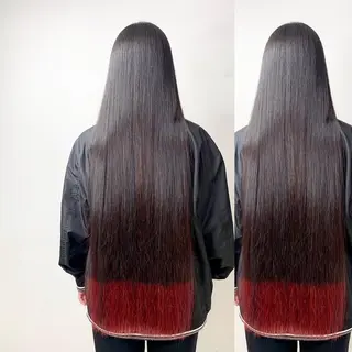 ロング カラー JuNブリーチに 縮毛矯正するプロのヘアスタイル