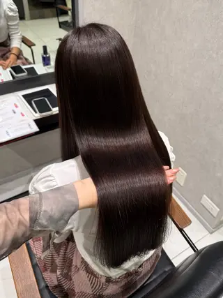 ロング ブラウン/盛れる 顔周り/髪質改善のヘアスタイル