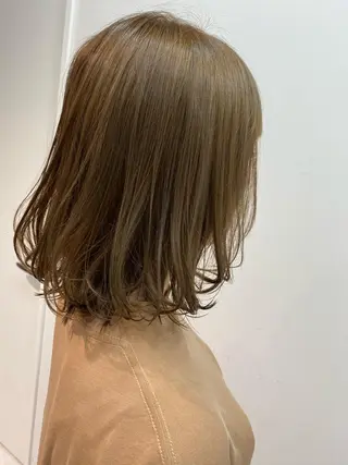 ミディアム カラー ボブ、縮毛矯正👑 心斎橋/高城涼也のヘアスタイル