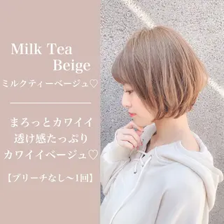 ショート カラー ヘアアレンジ 外苑前NO.1艶髪 透明感カラーのヘアスタイル