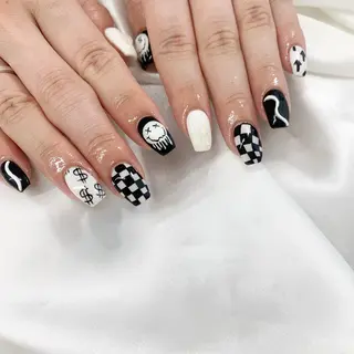 セミロング カラー ネイル pu muのネイルデザイン