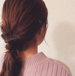 ロング カラー パーマ ヘアアレンジ 厚地 伽寧のヘアスタイル