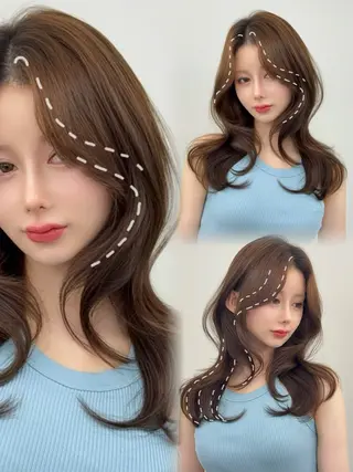 ロング カラー 韓国ヘア/レイヤー/ 顔まわり足立遥奈のヘアスタイル