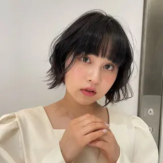 ショート パーマ コテ巻き風パーマ✨ 韓国ヘア🤎近下菜央のヘアスタイル