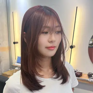 ロング カラー パーマ ブリーチなし/ ベージュ/akiraのヘアスタイル