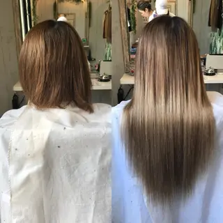 ロング カラー ヘアアレンジ チビ編み込みエクステ シールEXどぅ〜すのヘアスタイル