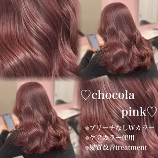 ロング カラー 💗愛され暖色💗 ピンク/レッド💗のヘアスタイル