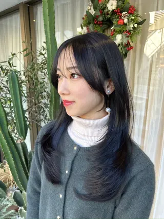 セミロング カラー 本格韓国ヘア🇰🇷 【uni】キューさんのヘアスタイル