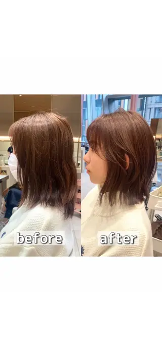 ミディアム カラー パーマ ヘアアレンジ 小野寺瑞希 /最小顔カットのヘアスタイル