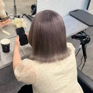 ミディアム カラー 透明感/ 艶ハイトーン/梨桜のヘアスタイル