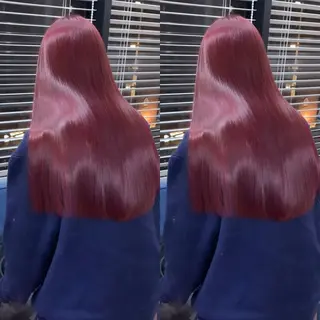 ロング カラー ブリーチなしピンク 赤井龍斗のヘアスタイル