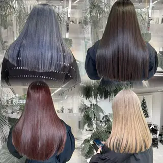 ロング カラー 縮毛矯正/ブリーチ 無しWカラーのヘアスタイル