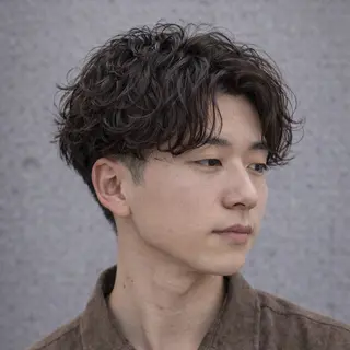 ミディアム パーマ メンズ AMRITA所属・men'sモテ 髪🫧ｼｵﾝのヘアスタイル