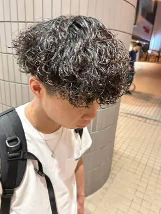 ミディアム パーマ メンズ 大阪/梅田/シャドウ パーマ/ノボリユウタのヘアスタイル