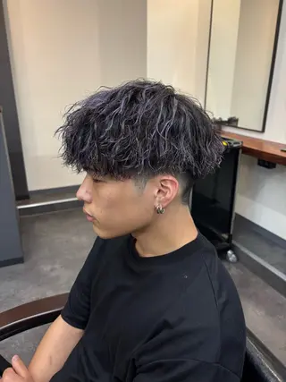 カラー パーマ メンズ スパイキーパーマ 柏NO1 藤本葉のヘアスタイル
