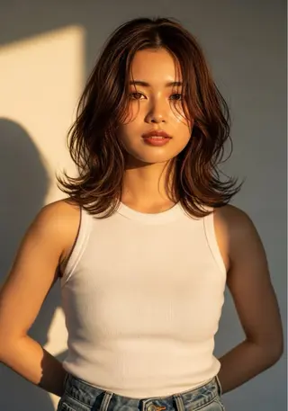 ミディアム 石沢 知康のヘアスタイル