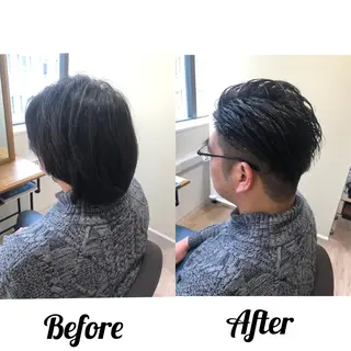 ショート カラー パーマ メンズ kiitos所属・関西センターパート メンズモデル募集のヘアスタイル