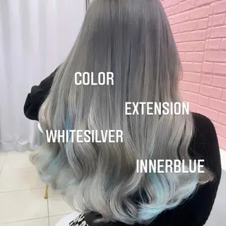 ロング カラー エクステ🩵ブリーチ 韓国ヘア🩵KAEのヘアスタイル