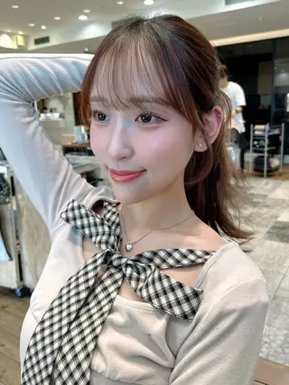 セミロング カラー パーマ 新宿✨顔周りカット 韓国ヘア/坂本亜裟海のヘアスタイル