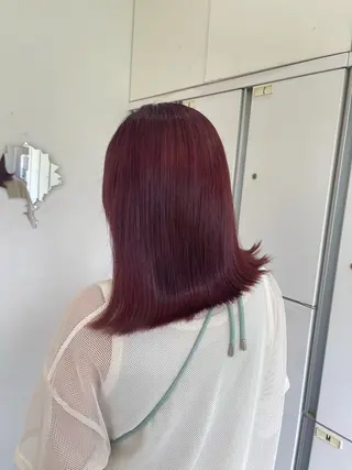 ミディアム カラー HAIR&MAKE  EARTH若葉台店所属・ICHIRI" 艶カラー/縮毛矯正のヘアスタイル